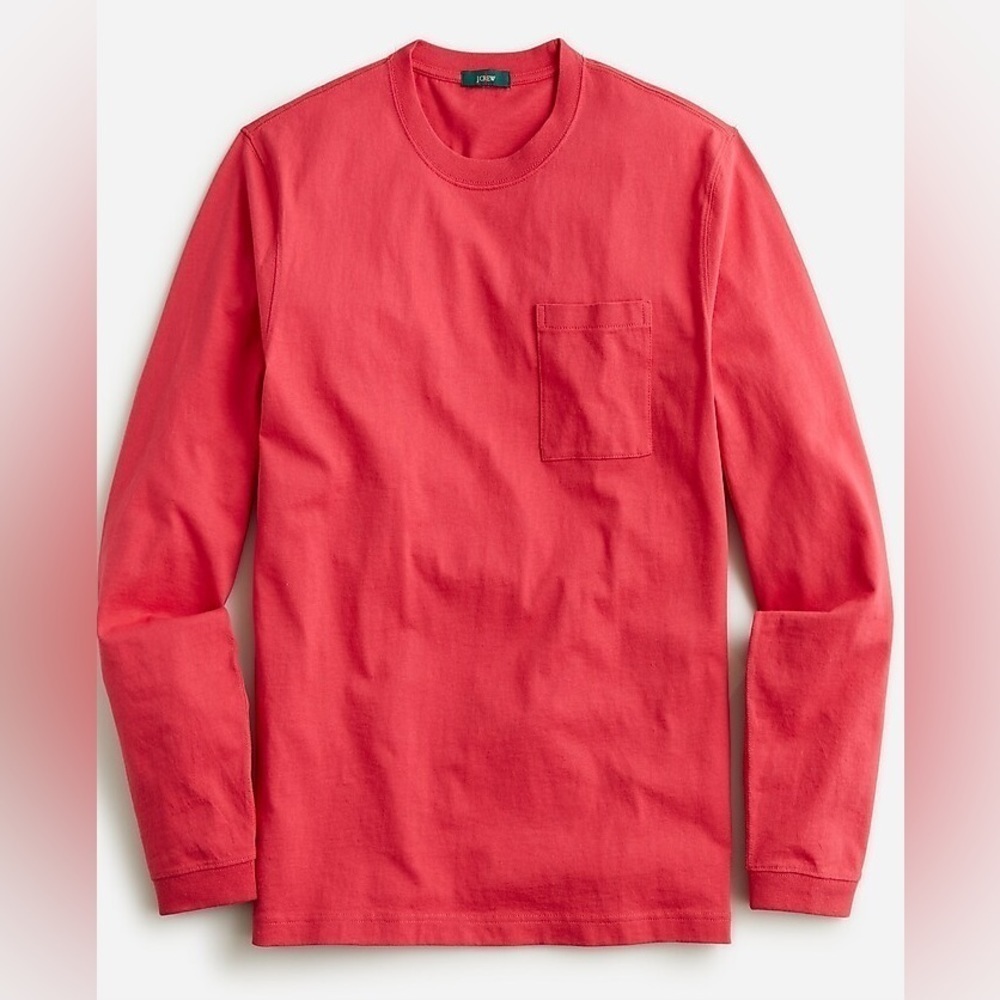 J Crew Relaxed long-sleeve premium-weight cotton pocket T-shirt BJ331
